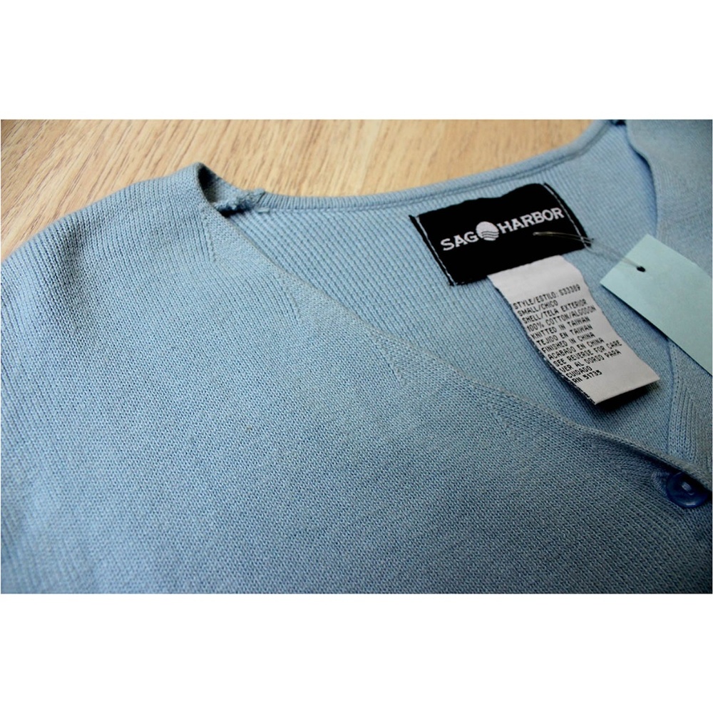 Blue Ribbed Stretch Knit Cardigan or Top NWT - Picture 4 of 7